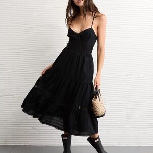 American Eagle Outfitters Black Midi Dress